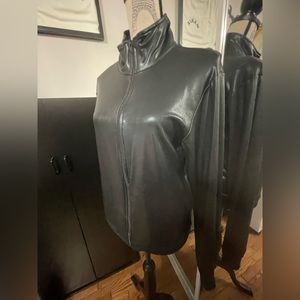 American apparel black shiny stretch jacket
